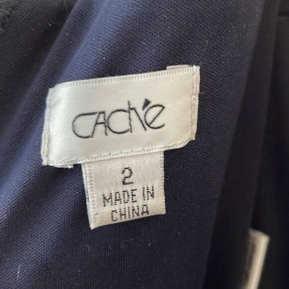 𝅺cache Navy Sleeveless Ruched Sheath Party Dress Size 2 - Picture 9 of 11